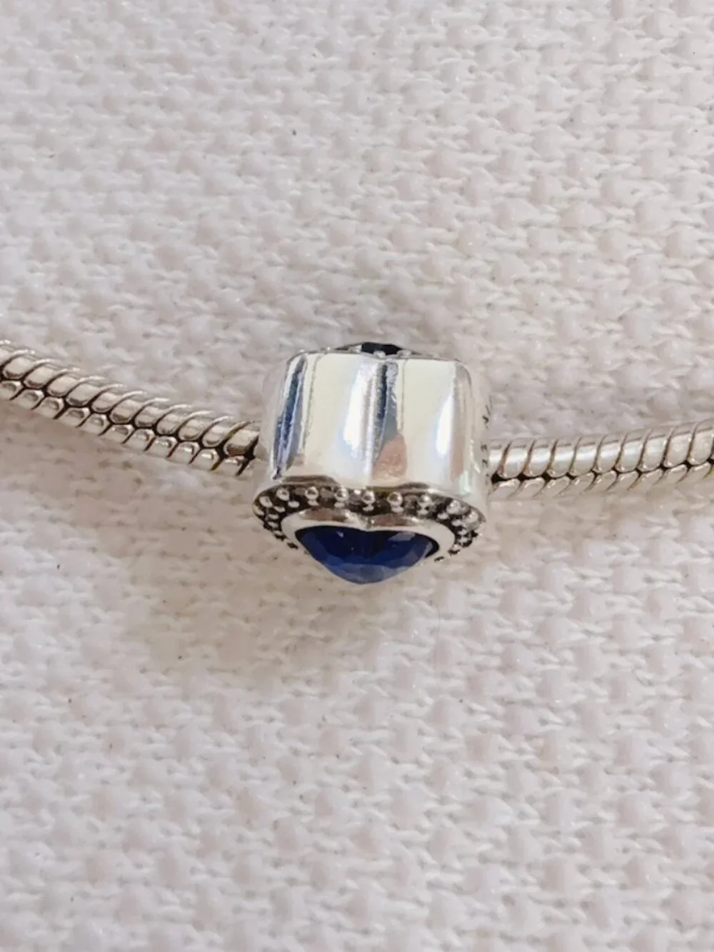 Sparkling Levelled Blue Heart Charm For Pandora Bracelet